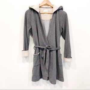 Victoria’s Secret Gray and Cream Fuzzy Hooded Robe